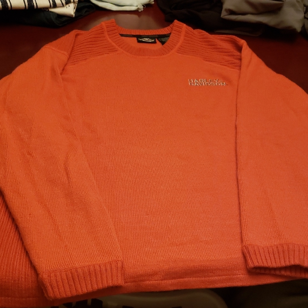 Harley-Davidson Men's Vibrant Orange Crewneck Sweater